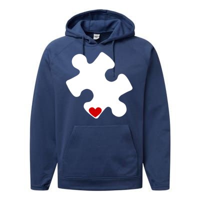 Autism Puzzle Heart Piece Performance Fleece Hoodie