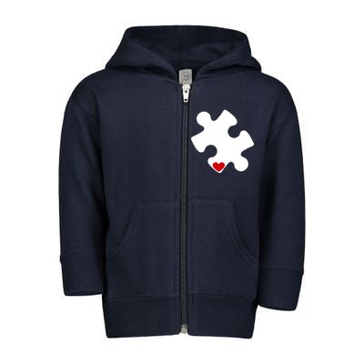 Autism Puzzle Heart Piece Toddler Zip Fleece Hoodie