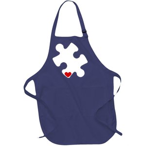 Autism Puzzle Heart Piece Full-Length Apron With Pockets