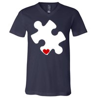 Autism Puzzle Heart Piece V-Neck T-Shirt