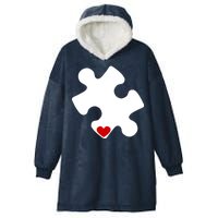 Autism Puzzle Heart Piece Hooded Wearable Blanket