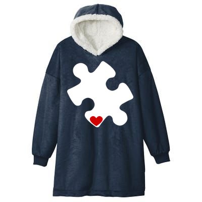 Autism Puzzle Heart Piece Hooded Wearable Blanket