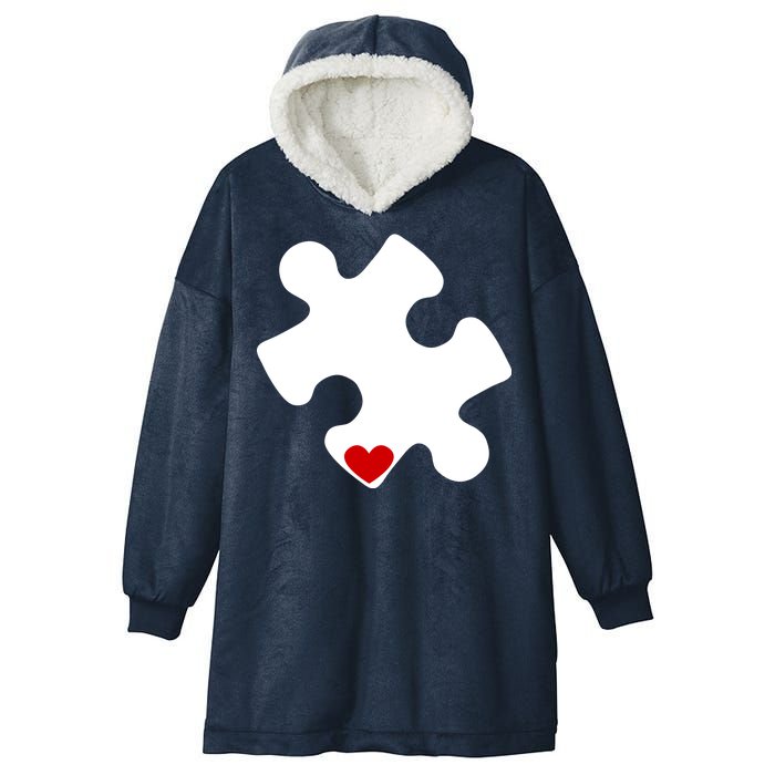 Autism Puzzle Heart Piece Hooded Wearable Blanket