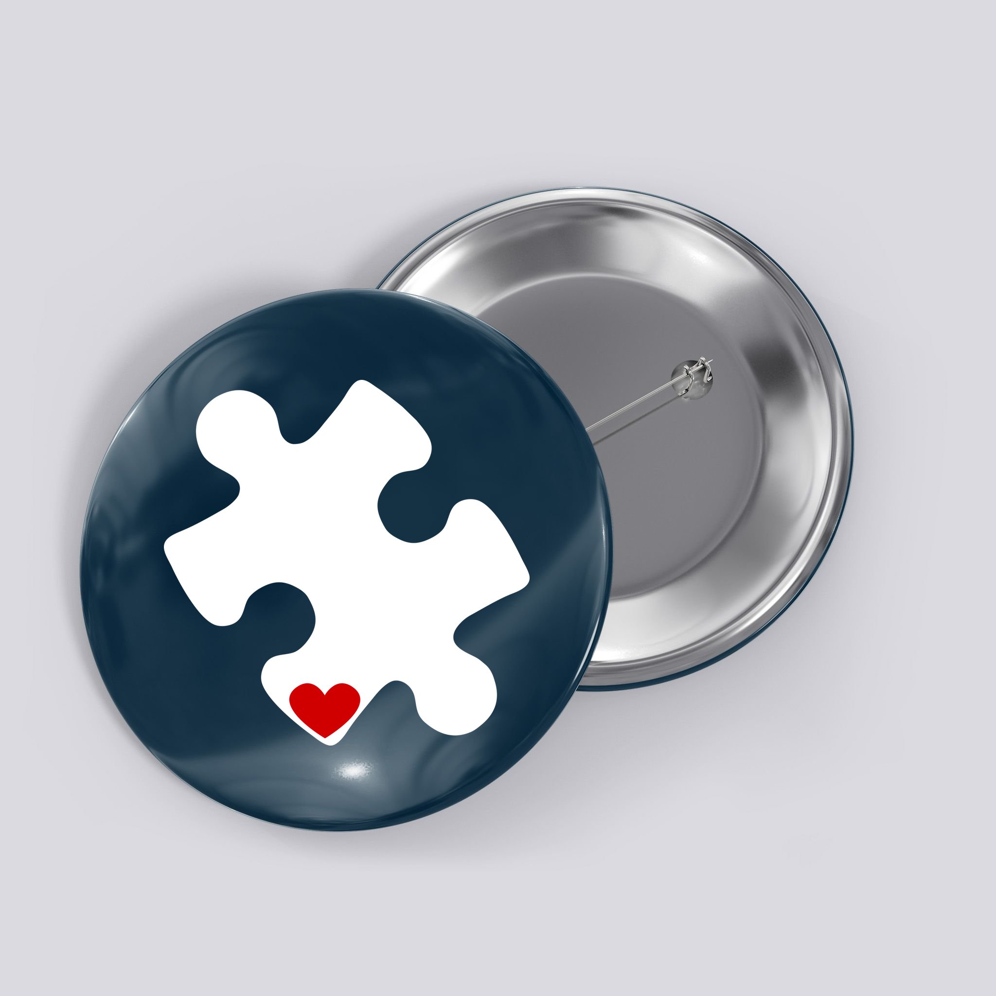Autism Puzzle Heart Piece Button