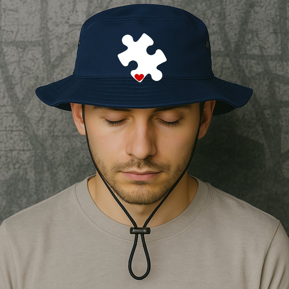 Autism Puzzle Heart Piece Bucket Hat
