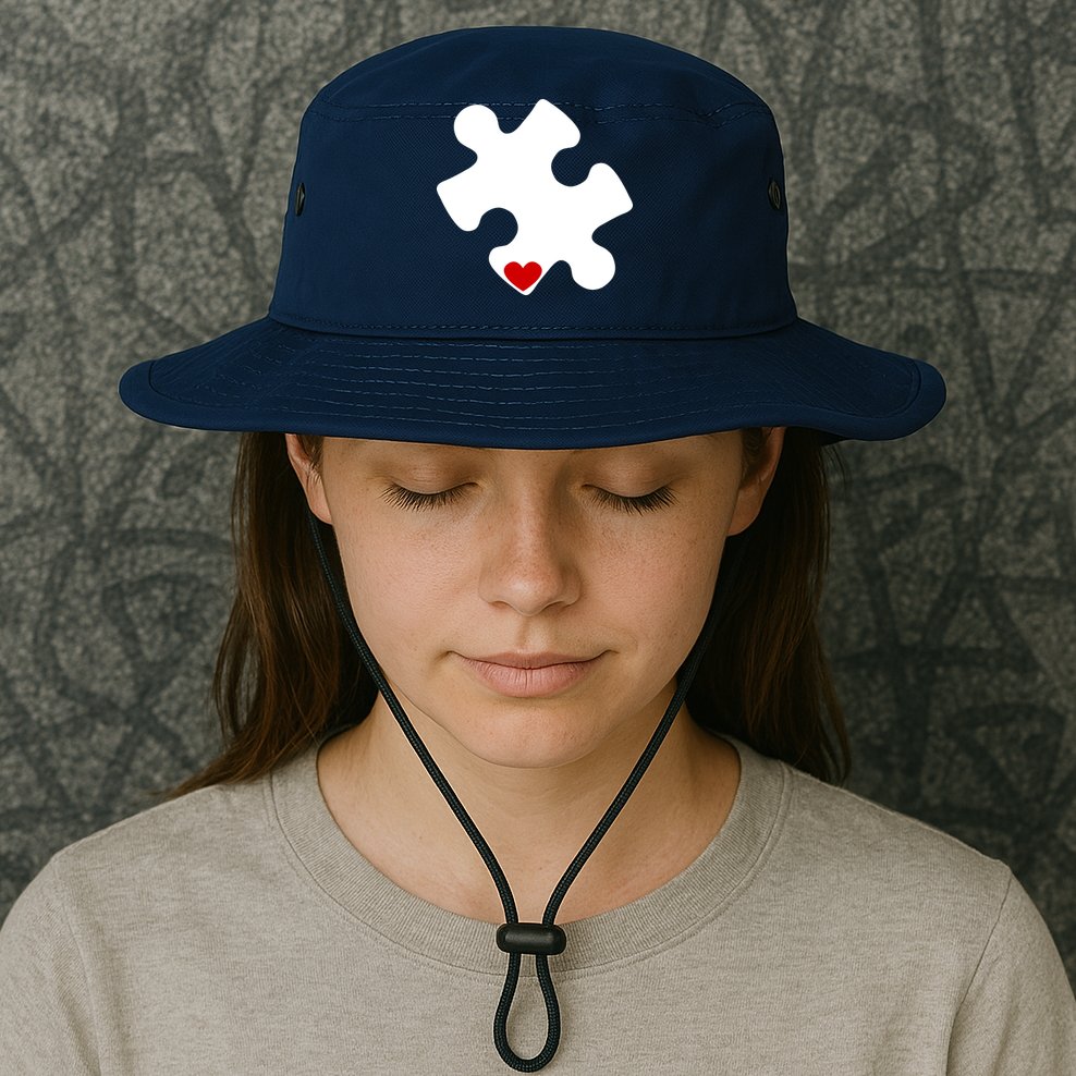Autism Puzzle Heart Piece Bucket Hat