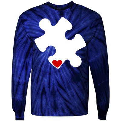 Autism Puzzle Heart Piece Tie-Dye Long Sleeve Shirt