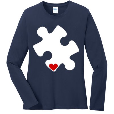 Autism Puzzle Heart Piece Ladies Long Sleeve Shirt