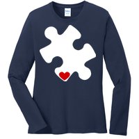 Autism Puzzle Heart Piece Ladies Long Sleeve Shirt