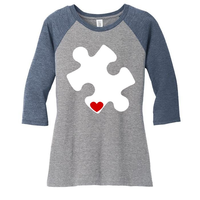 Autism Puzzle Heart Piece Women's Tri-Blend 3/4-Sleeve Raglan Shirt