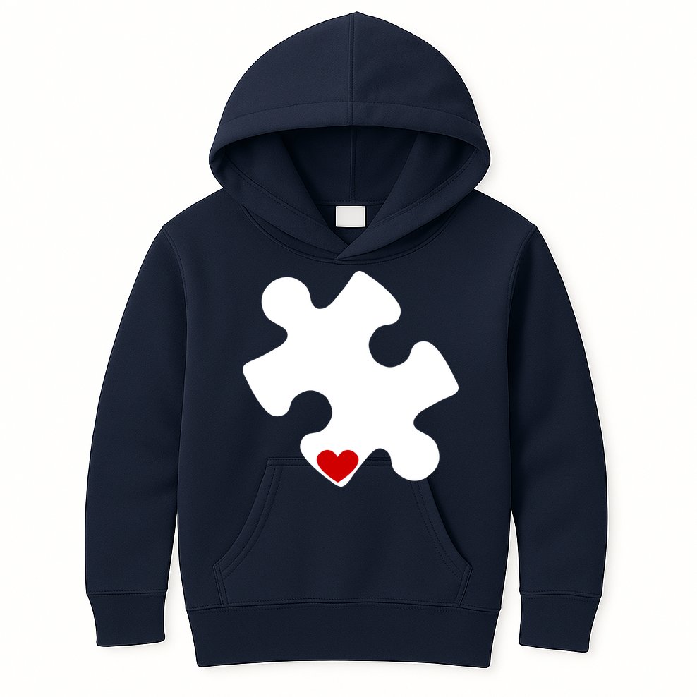 Autism Puzzle Heart Piece Kids Hoodie
