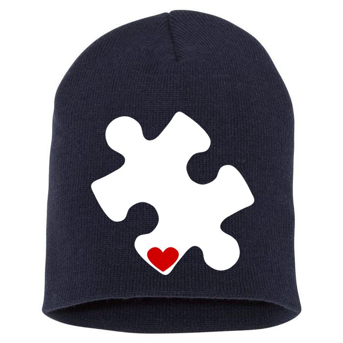 Autism Puzzle Heart Piece Short Acrylic Beanie