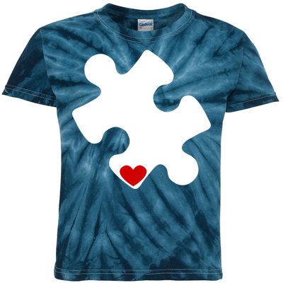 Autism Puzzle Heart Piece Kids Tie-Dye T-Shirt