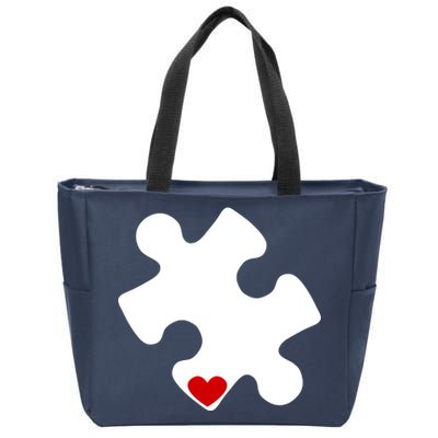 Autism Puzzle Heart Piece Zip Tote Bag