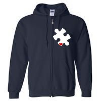 Autism Puzzle Heart Piece Full Zip Hoodie