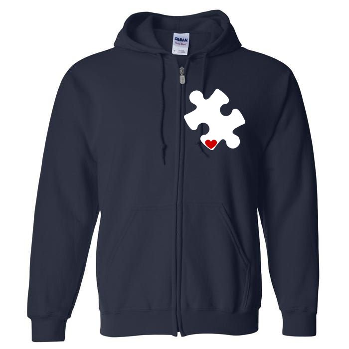 Autism Puzzle Heart Piece Full Zip Hoodie