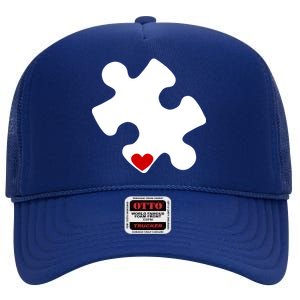 Autism Puzzle Heart Piece High Crown Mesh Back Trucker Hat