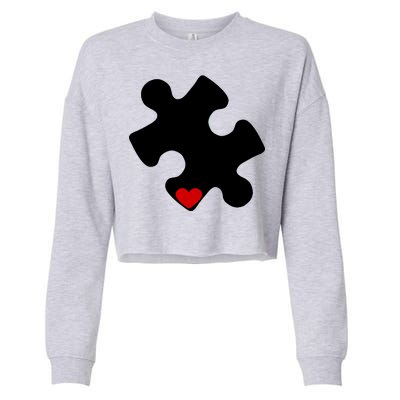 Autism Puzzle Heart Piece Cropped Pullover Crew