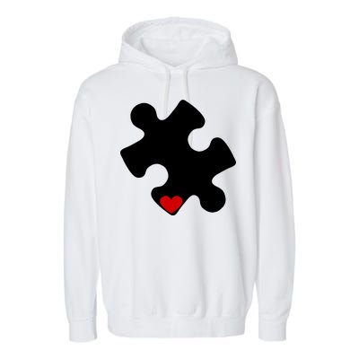 Autism Puzzle Heart Piece Garment-Dyed Fleece Hoodie