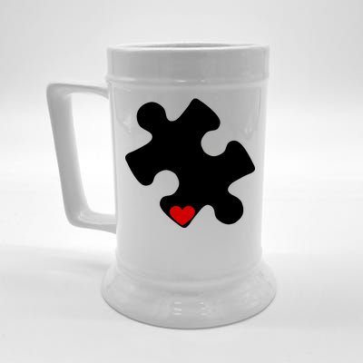 Autism Puzzle Heart Piece Beer Stein