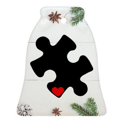 Autism Puzzle Heart Piece Ceramic Bell Ornament