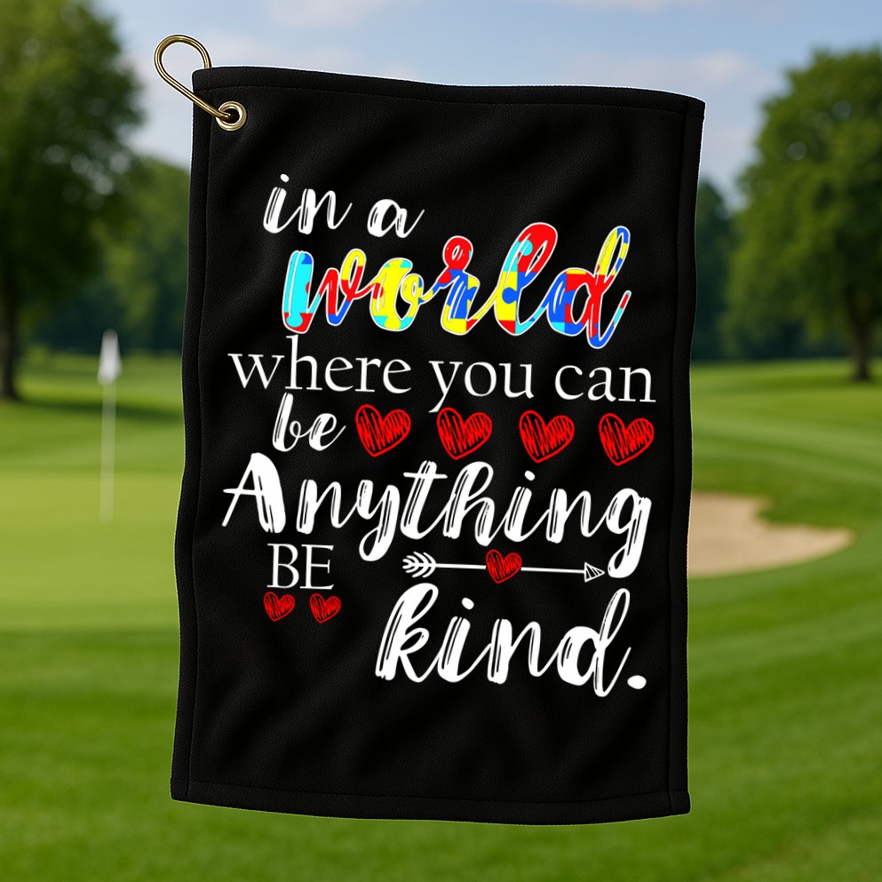Autism Quote World Where You Can Be Anything Golf Towel