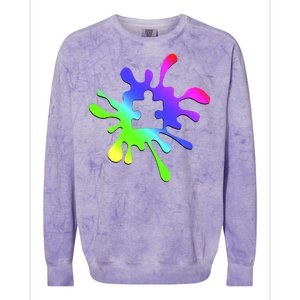 Autism Rainbow Puzzle Splatter  Colorblast Crewneck Sweatshirt