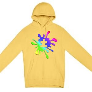 Autism Rainbow Puzzle Splatter  Premium Pullover Hoodie