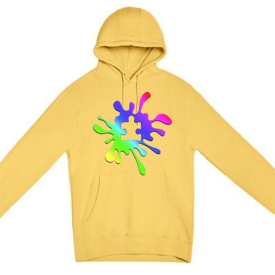 Autism Rainbow Puzzle Splatter  Premium Pullover Hoodie