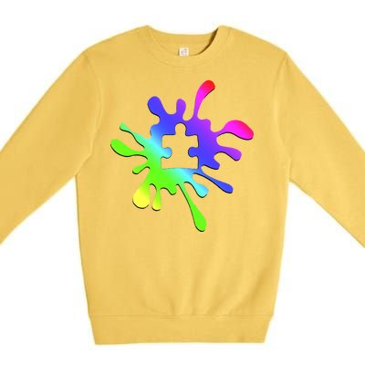 Autism Rainbow Puzzle Splatter  Premium Crewneck Sweatshirt