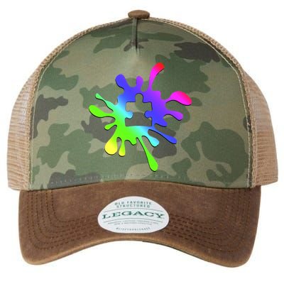 Autism Rainbow Puzzle Splatter  Legacy Tie Dye Trucker Hat