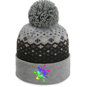 Autism Rainbow Puzzle Splatter  The Baniff Cuffed Pom Beanie