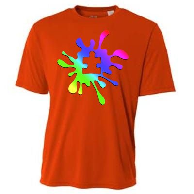 Autism Rainbow Puzzle Splatter  Cooling Performance Crew T-Shirt