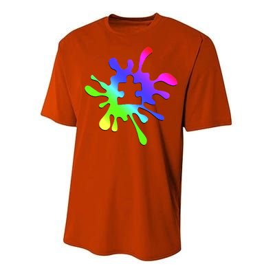 Autism Rainbow Puzzle Splatter  Performance Sprint T-Shirt