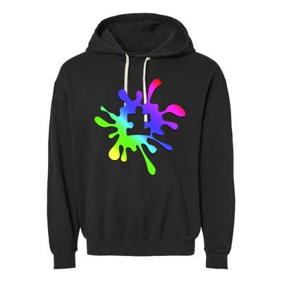 Autism Rainbow Puzzle Splatter  Garment-Dyed Fleece Hoodie