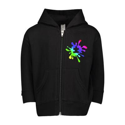 Autism Rainbow Puzzle Splatter  Toddler Zip Fleece Hoodie