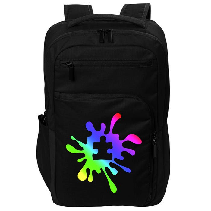 Autism Rainbow Puzzle Splatter  Impact Tech Backpack