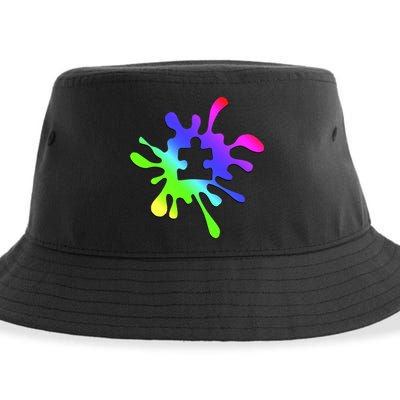 Autism Rainbow Puzzle Splatter  Sustainable Bucket Hat
