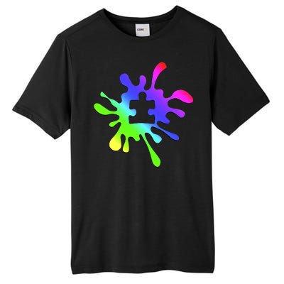 Autism Rainbow Puzzle Splatter  Tall Fusion ChromaSoft Performance T-Shirt