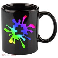 Autism Rainbow Puzzle Splatter  11oz C Handle Ceramic Mug