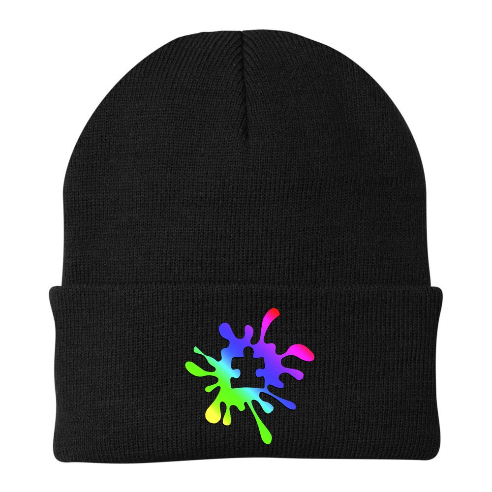 Autism Rainbow Puzzle Splatter  Beanie