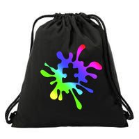 Autism Rainbow Puzzle Splatter  Drawstring Bag