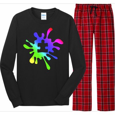 Autism Rainbow Puzzle Splatter  Long Sleeve Pajama Set