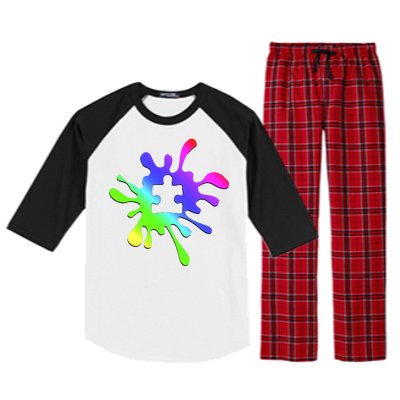 Autism Rainbow Puzzle Splatter  Raglan Sleeve Pajama Set