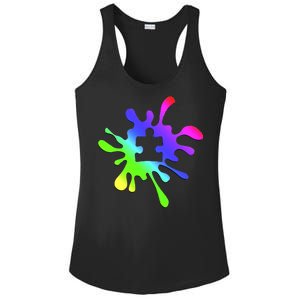 Autism Rainbow Puzzle Splatter  Ladies PosiCharge Competitor Racerback Tank