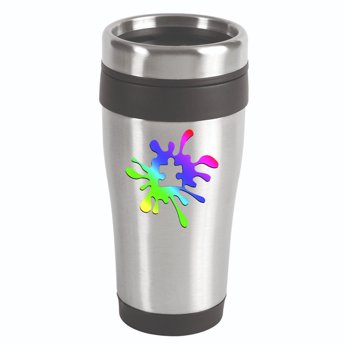 Autism Rainbow Puzzle Splatter  16oz Travel Tumbler