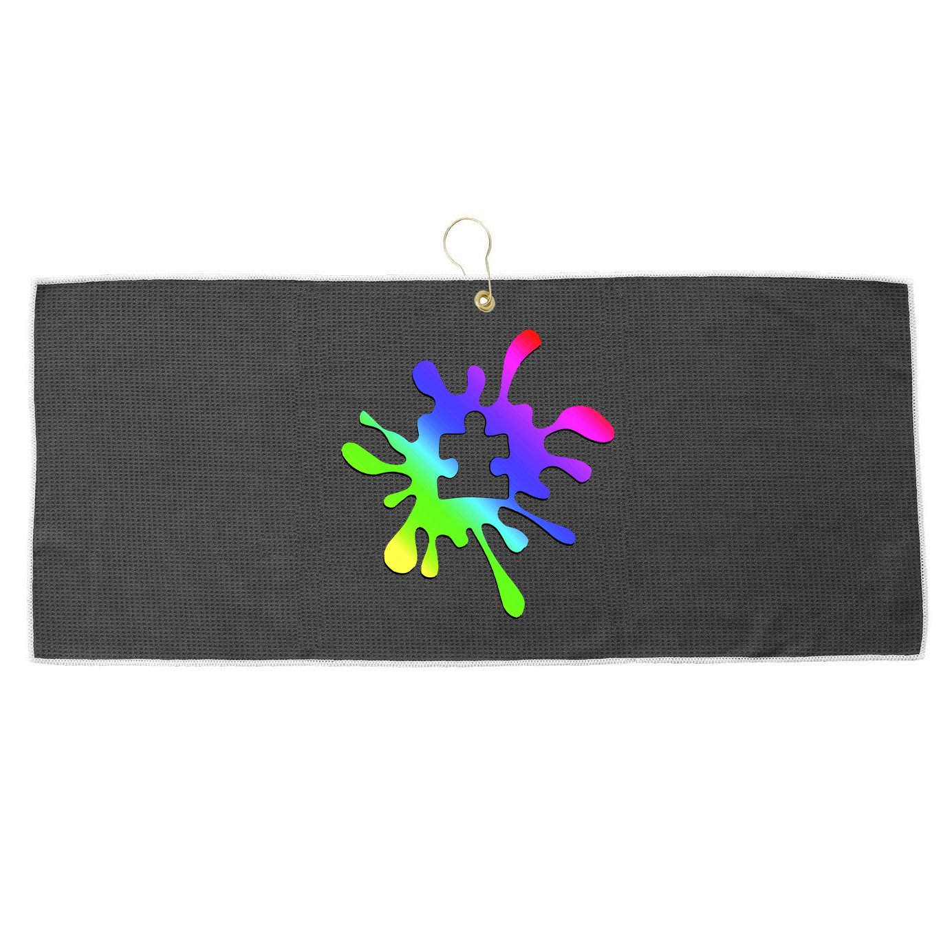 Autism Rainbow Puzzle Splatter  Large Microfiber Waffle Golf Towel