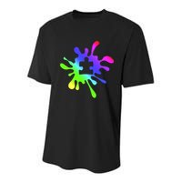Autism Rainbow Puzzle Splatter  Youth Performance Sprint T-Shirt