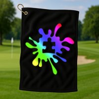 Autism Rainbow Puzzle Splatter  Golf Towel