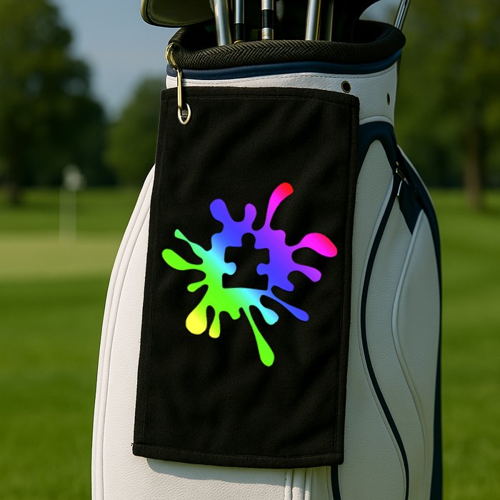 Autism Rainbow Puzzle Splatter  Golf Towel